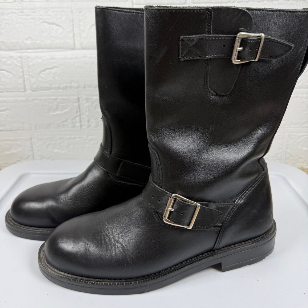 CruiseWorks Engineer Boots Mens 9 Black Leather Biker Moto Buckle Made in Canada